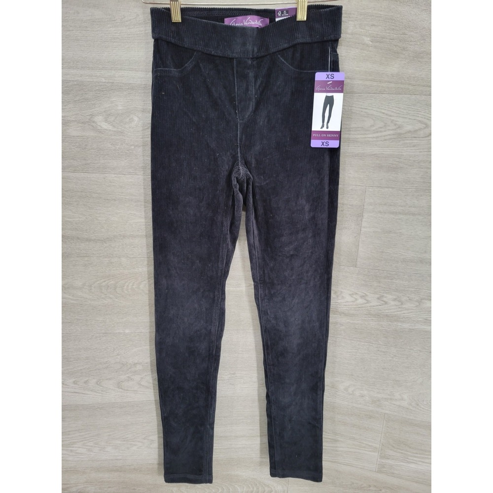 NWT Gloria Vanderbilt Pull On Skinny Corduroy Pants Women's XS Black High Rise